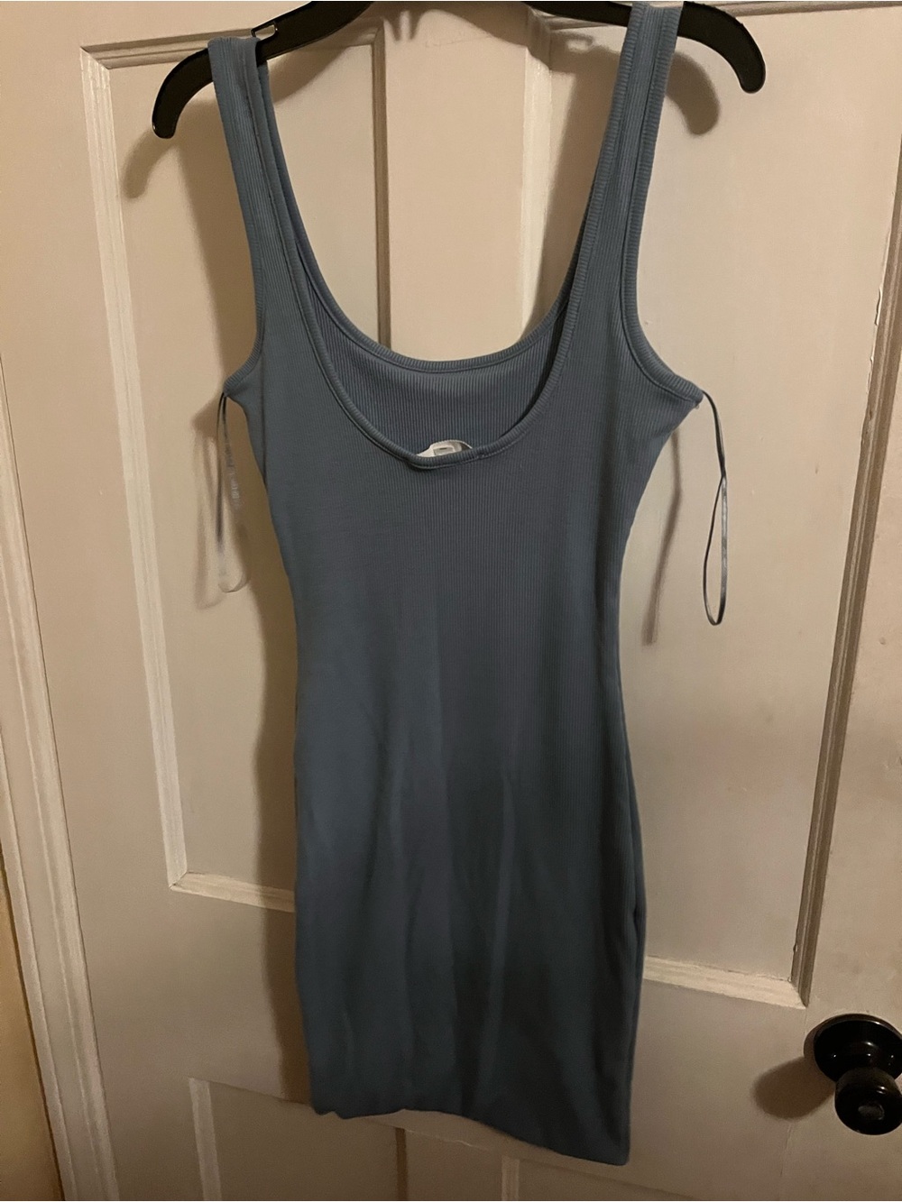 Love Tree Ribbed Scoop Neck Tank Dress - Dusty Blue